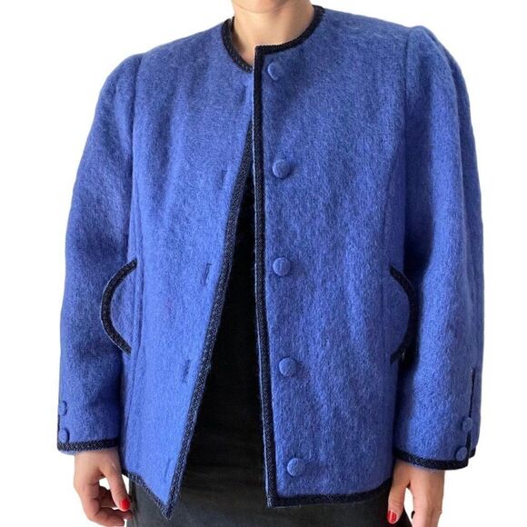 Vintage Donegal Design Purple Mohair Wool Handwoven Irish Cardigan Jacket Sz L - Picture 3 of 8
